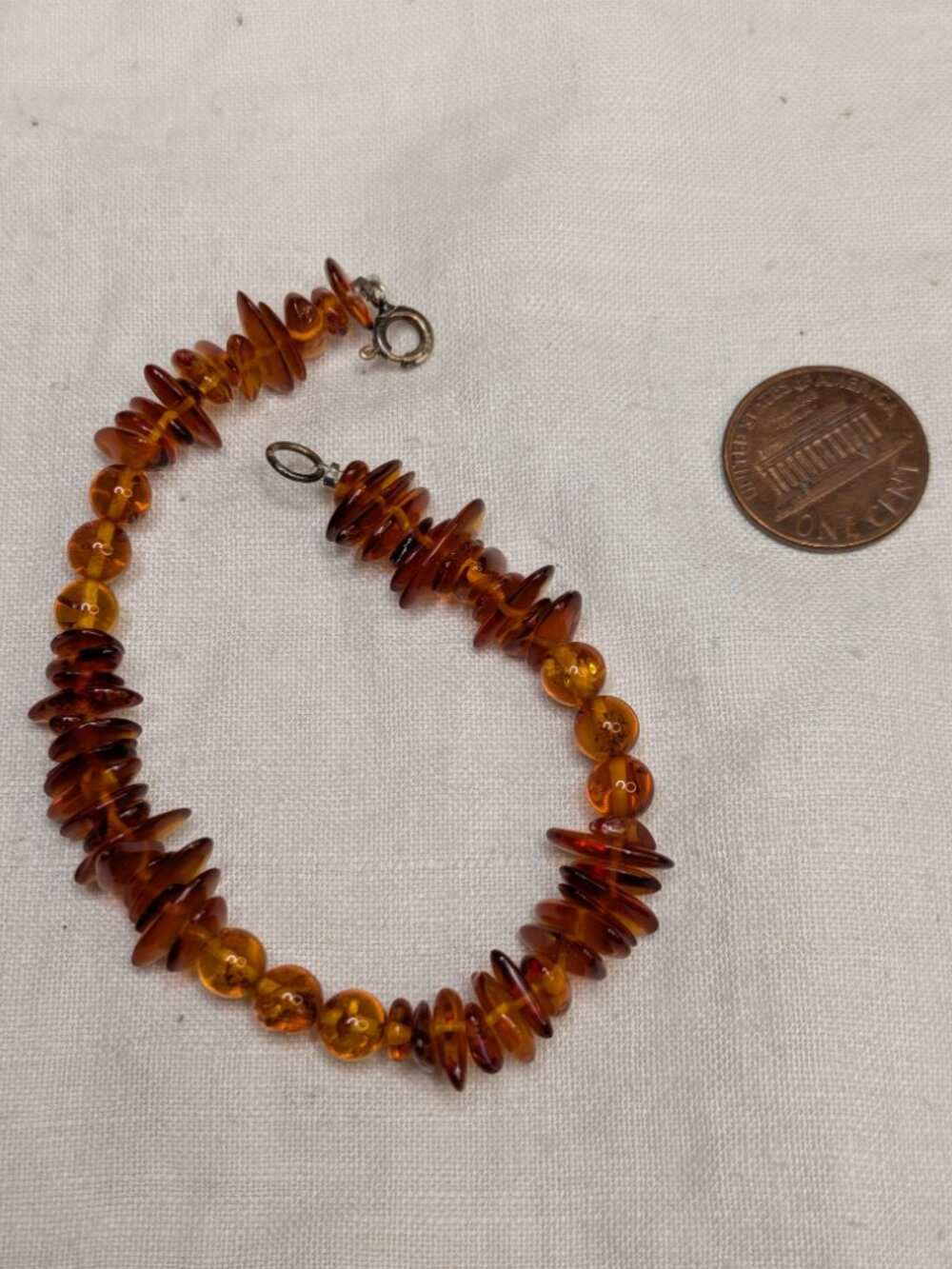 Vintage Baltic Amber Bead Bracelet – Sterling Clasp